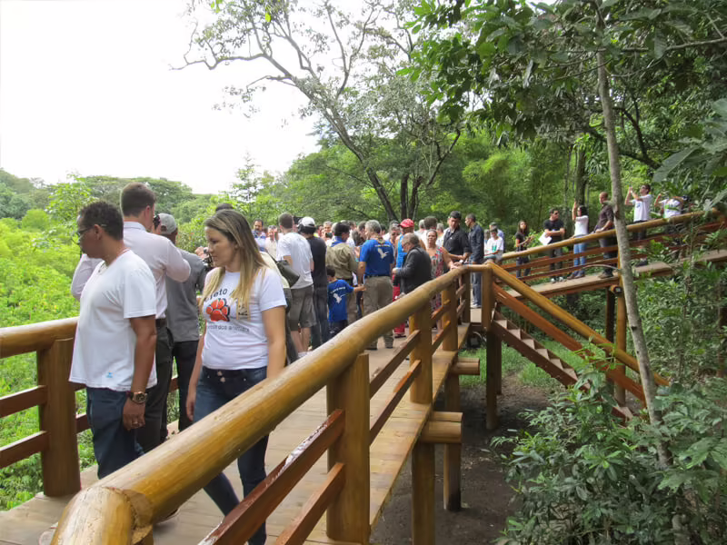 Passarela em área ambiental com visitantes